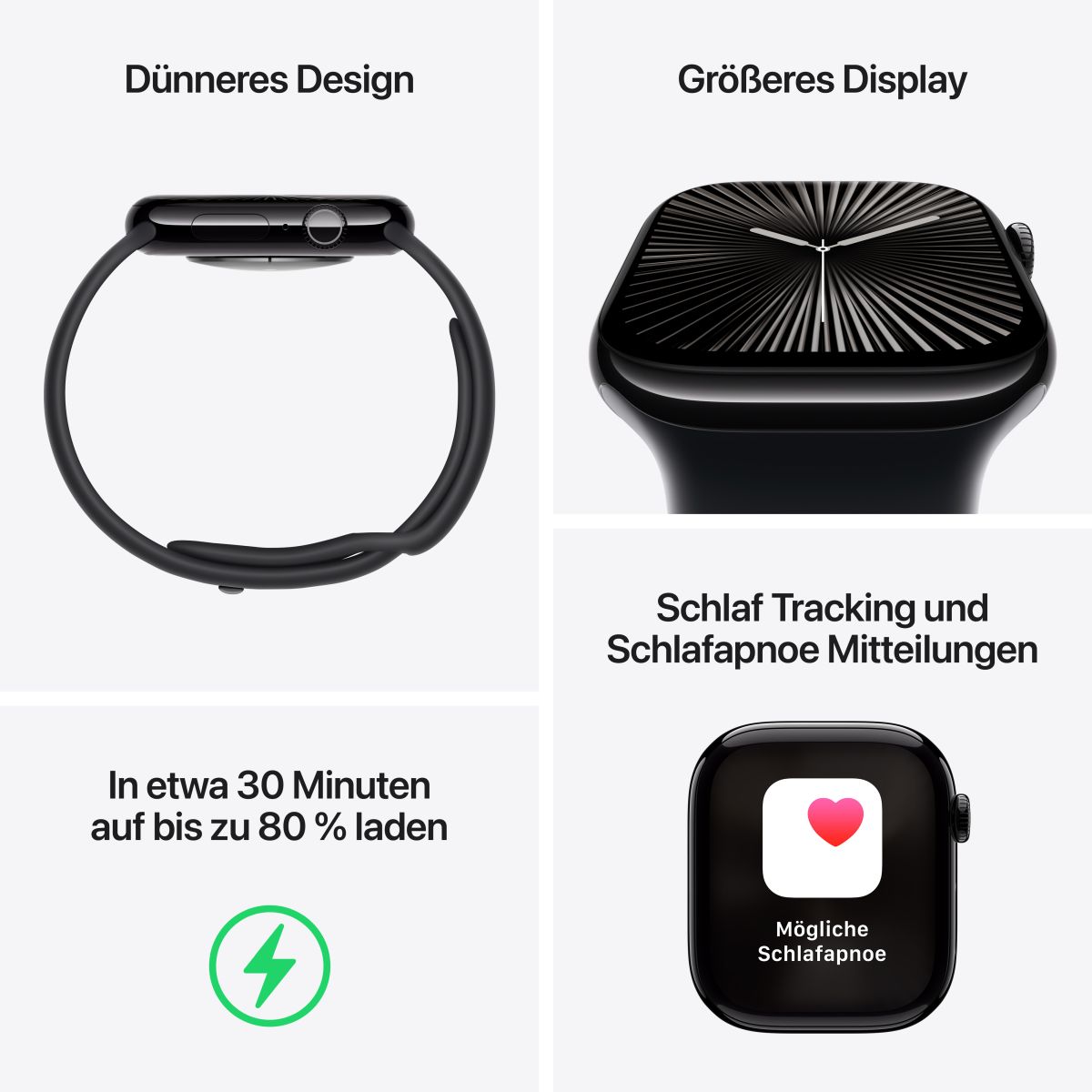 Apple Watch S10 Aluminium Cellular 46mm Diamantschwarz Sportband schwarz M L