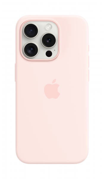 Apple Silikon Case iPhone 15 Pro mit MagSafe (hellrosa)