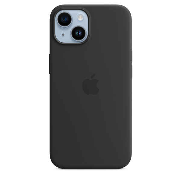 Apple Silikon Case iPhone 14 mit MagSafe mitternacht