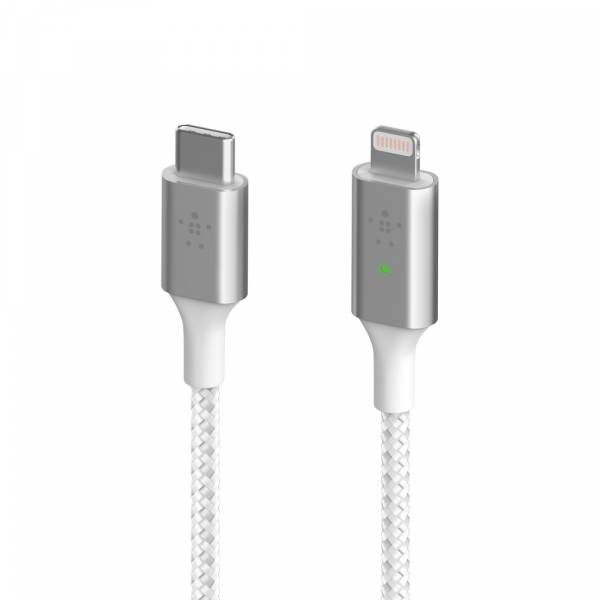 Belkin Boost Charge Smart LED Lightning/USB-C Kabel 1.2m - weiß