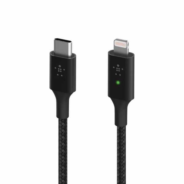 Belkin Boost Charge Smart LED Lightning/USB-C Kabel 1.2m - schwarz