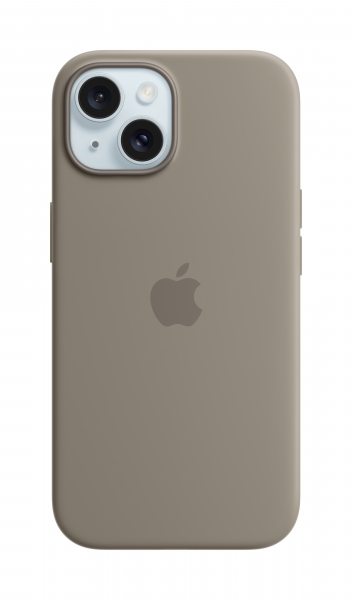 Apple Silikon Case iPhone 15 mit MagSafe (tonbraun)