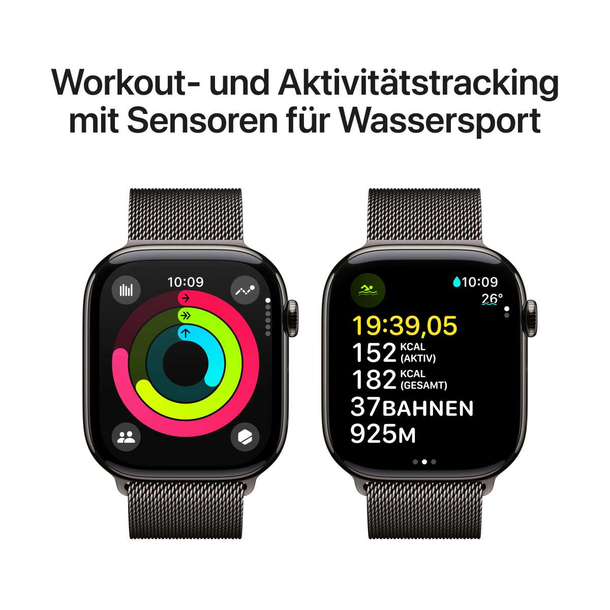 Apple Watch S10 Titan Schiefer Cellular 46mm Milanaise Armband schiefer M L Apple Watch Series 10 Watch Implement IT