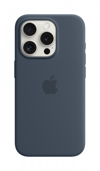 Apple Silikon Case iPhone 15 Pro mit MagSafe (sturmblau)