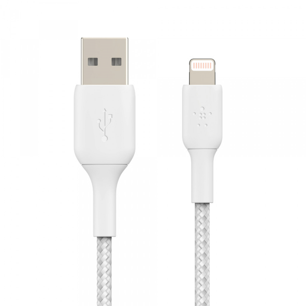 Belkin Boost Charge Geflochtenes Lightning/USB-A-Kabel 1m - weiß
