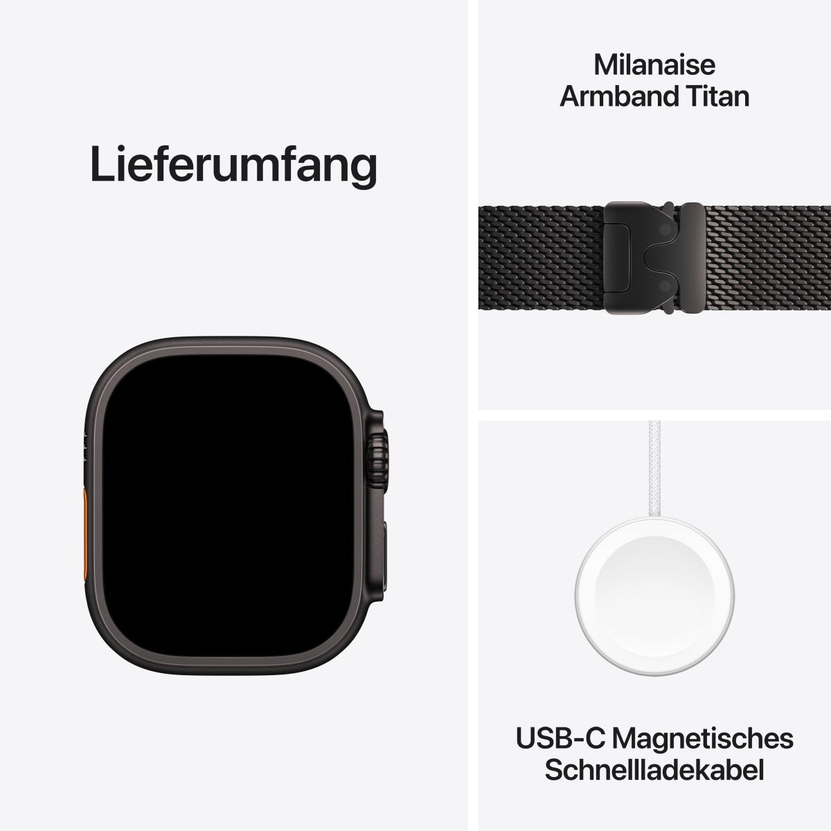 Apple Watch Ultra 2 Titanium Cellular 49mm Schwarz Milanaise Titan schwarz M Apple Watch Ultra 2 Watch Implement IT