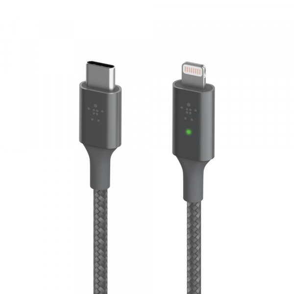 Belkin Boost Charge Smart LED Lightning/USB-C Kabel 1.2m - grau