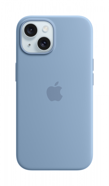 Apple Silikon Case iPhone 15 mit MagSafe (winterblau)
