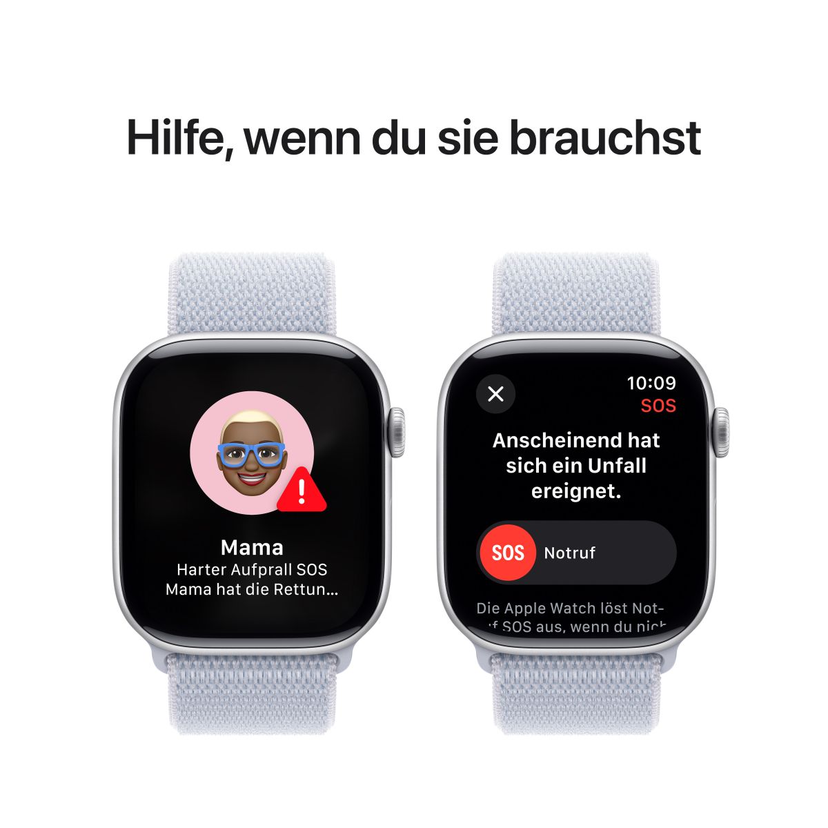 Apple Watch S10 Aluminium 46mm Silber Sport Loop blaue Wolke