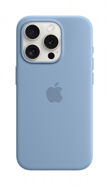 Apple Silikon Case iPhone 15 Pro mit MagSafe (winterblau)
