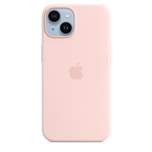 Apple Silikon Case iPhone 14 mit MagSafe kalkrosa