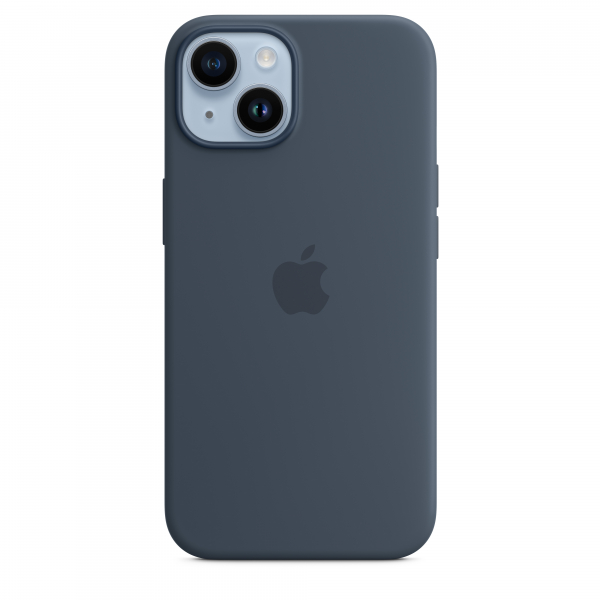 Apple Silikon Case iPhone 14 mit MagSafe sturmblau