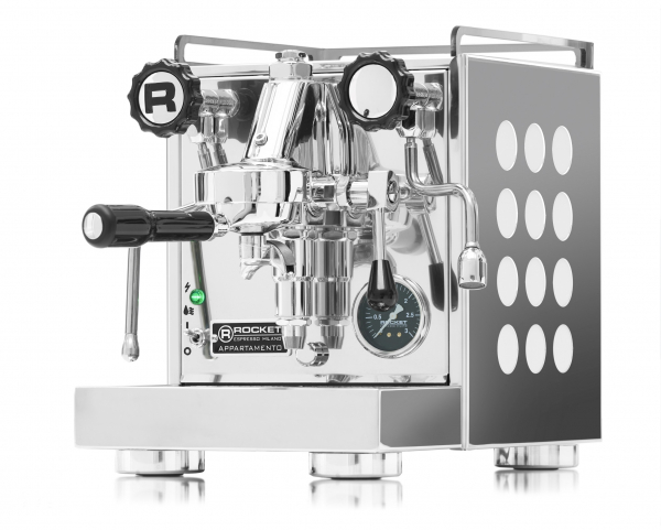 Rocket Appartamento Kompakte Siebträger Espressomaschine chrom weiß