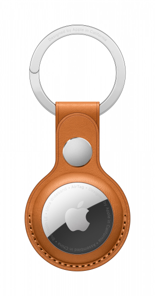 Apple AirTag Schlüsselanhänger aus Leder goldbraun