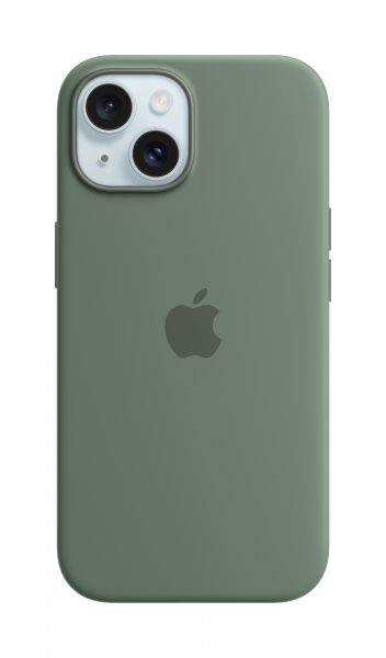Apple Silikon Case iPhone 15 mit MagSafe (zypresse)